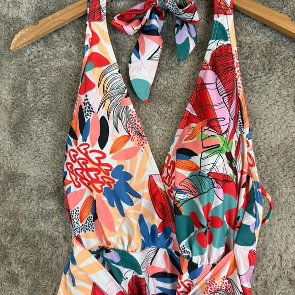 Modcloth The Brooke One Piece Tie Front Floral Swimsuit M Medium - Picture 5 of 12